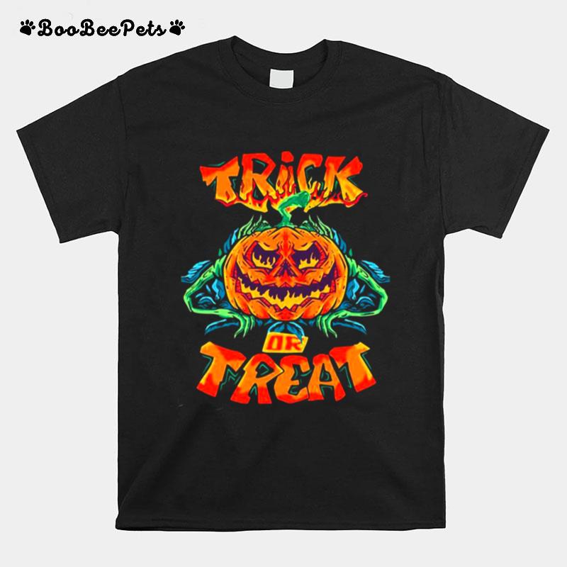 Iconic Night Trick Or Treat Scary Pumpkin Design Halloween T-Shirt