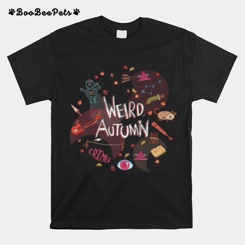 Iconic Symbols Weird Autumn Pattern Night In The Woods T-Shirt