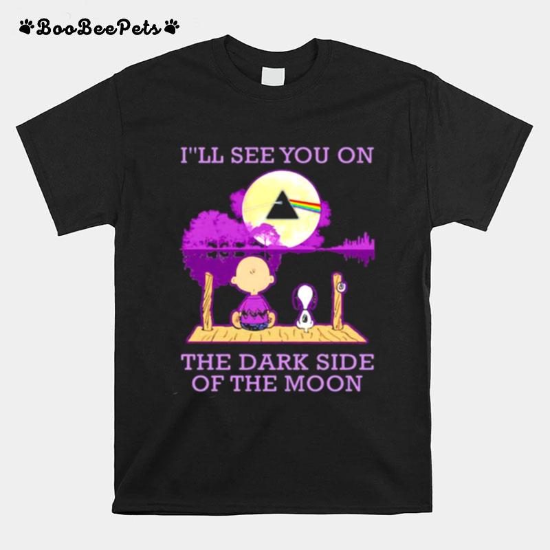 Ill See You On The Dark Side Of The Moon Snoopy And Friend Watching Pink Floyd T-Shirt