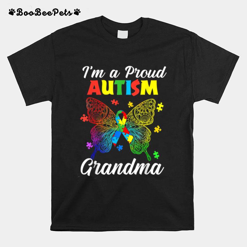 Im A Proud Autism Grandma Puzzle Ribbon Butterfly Awareness T-Shirt