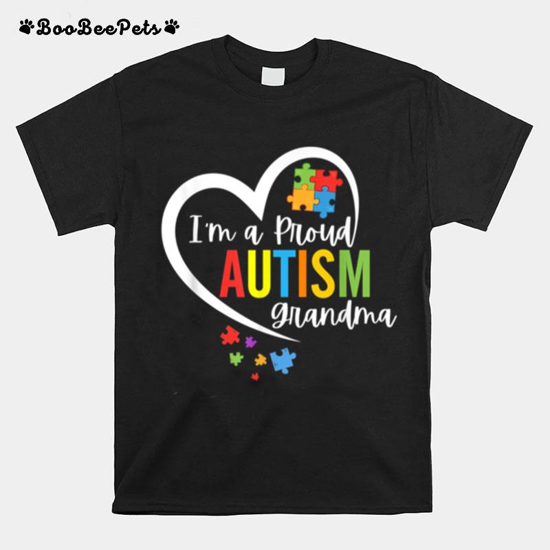 Im A Proud Grandma Love Heart Autism Awareness Puzzle T-Shirt