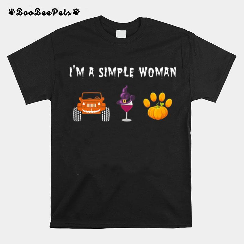 Im A Simple Woman Car Wine Paw Dog Halloween T-Shirt