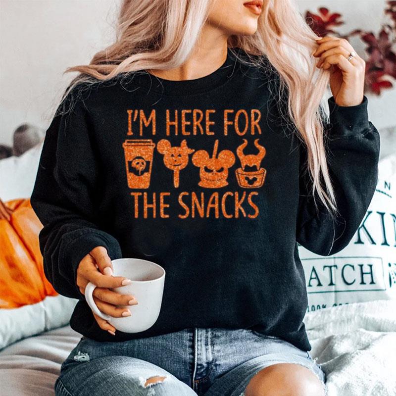 Im Here For The Snacks Disney Jack Skeleton And Witch Halloween Sweater