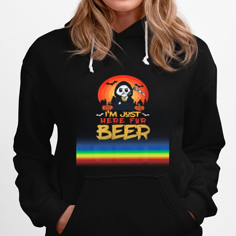 Im Just Here For Beer Halloween Halo Funny Ghost Hoodie