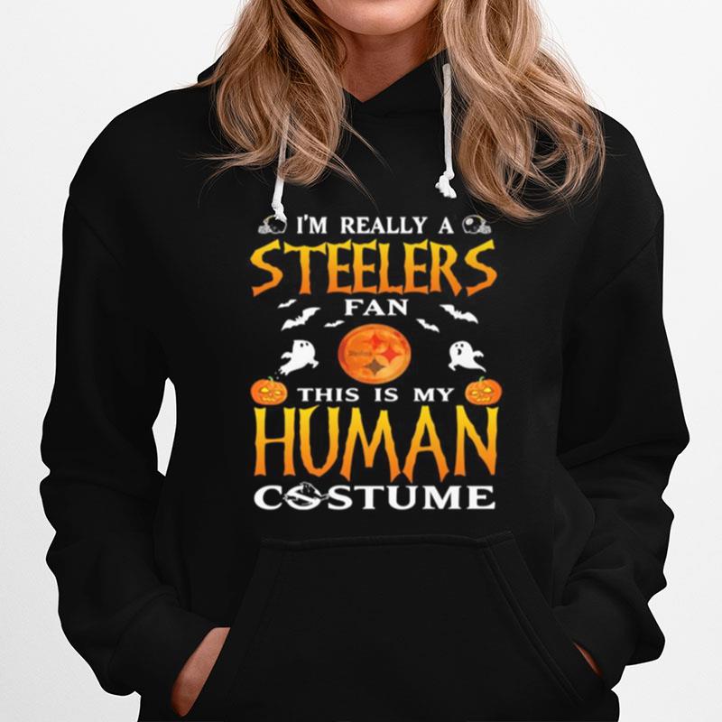 Im Really A Pittsburgh Steelers Fan This Is My Human Costume Halloween Hoodie