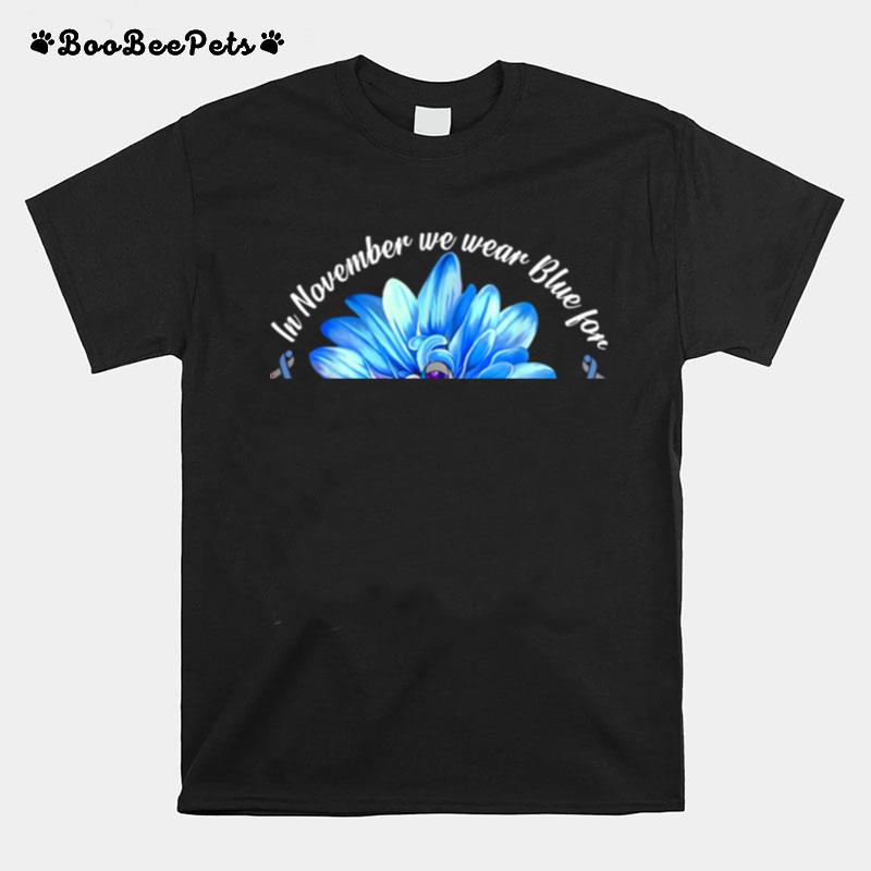 In November We Wear Blue For Diabetes Awareness Daisy Flower T-Shirt