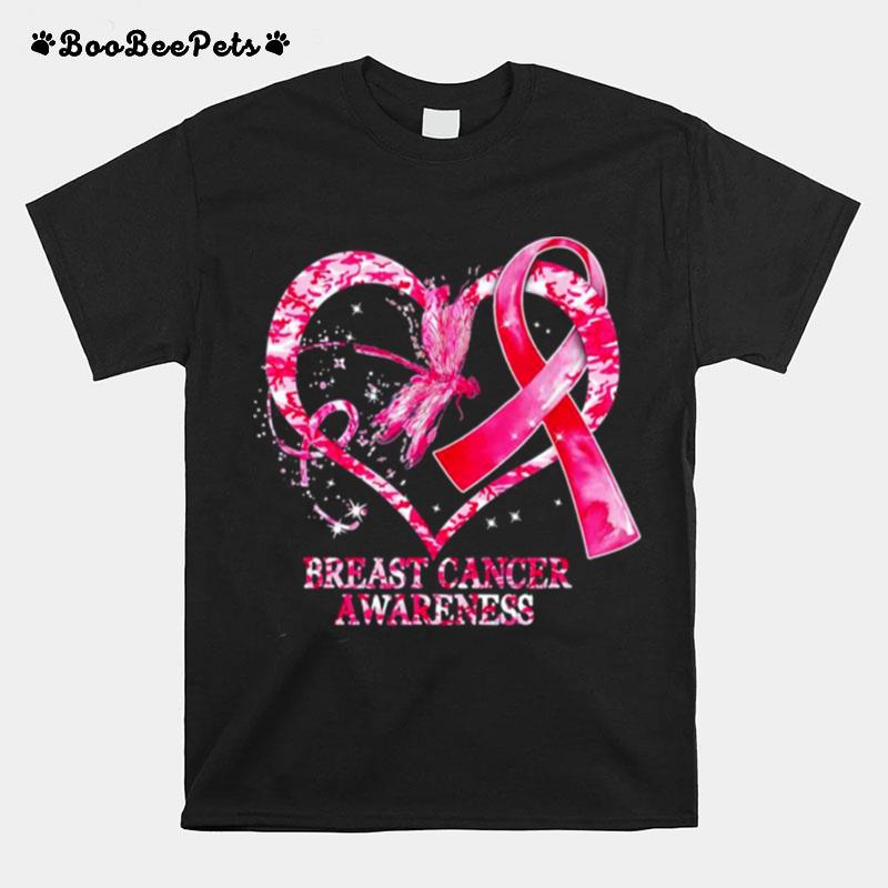 In October We Wear Pink Breast Cancer Awareness Dragonfly T-Shirt