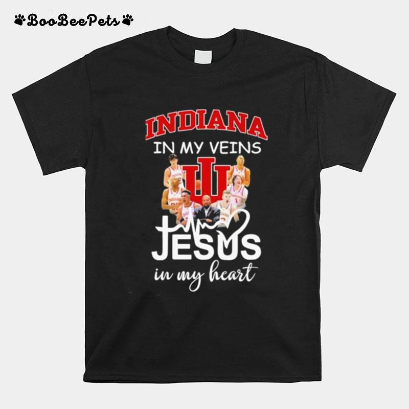 Indiana Hoosiers In My Veins Jesus In My Heart 2023 T-Shirt