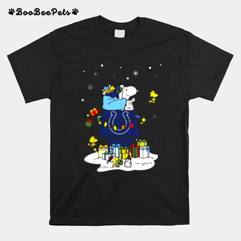 Indianapolis Colts Santa Snoopy Wish You A Merry Christmas 2022 T-Shirt