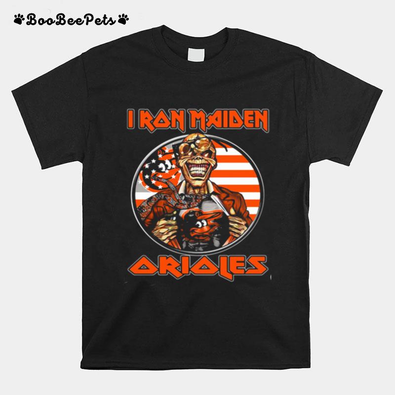 Iron Maiden Baltimore Orioles American Flag Independence Day T-Shirt