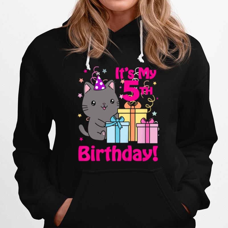 Its My 5Th Birthday Girl Kitty Cat Theme Party Five Hoodie