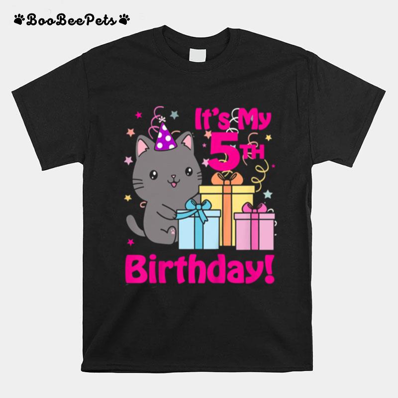 Its My 5Th Birthday Girl Kitty Cat Theme Party Five T-Shirt