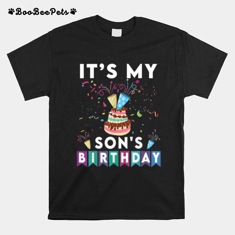 Its My Sons Birthday Family Matching Confetti Cake T-Shirt