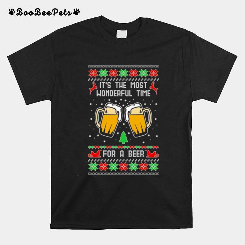 Its The Most Wonderful Time For A Beer Ugly Christmas 2022 T-Shirt