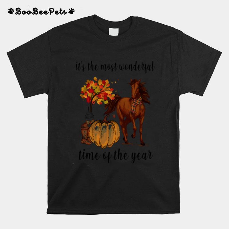 Its The Most Wonderful Time Of Year Fall Autumn Horse Pumpkin T-Shirt