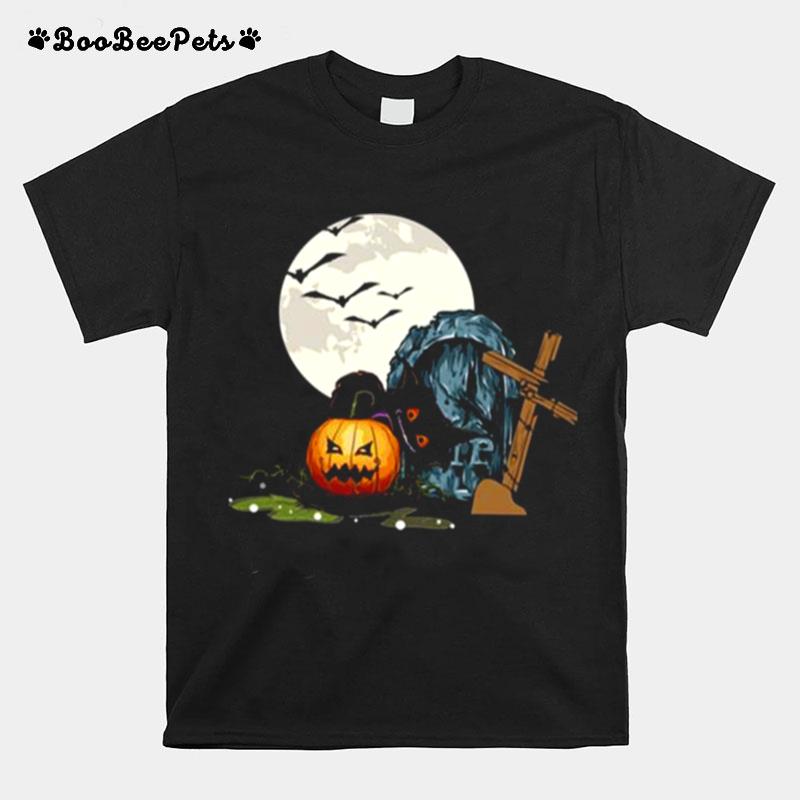 Jack O Lantern Clip Art Cemetery Pumpkin Halloween T-Shirt