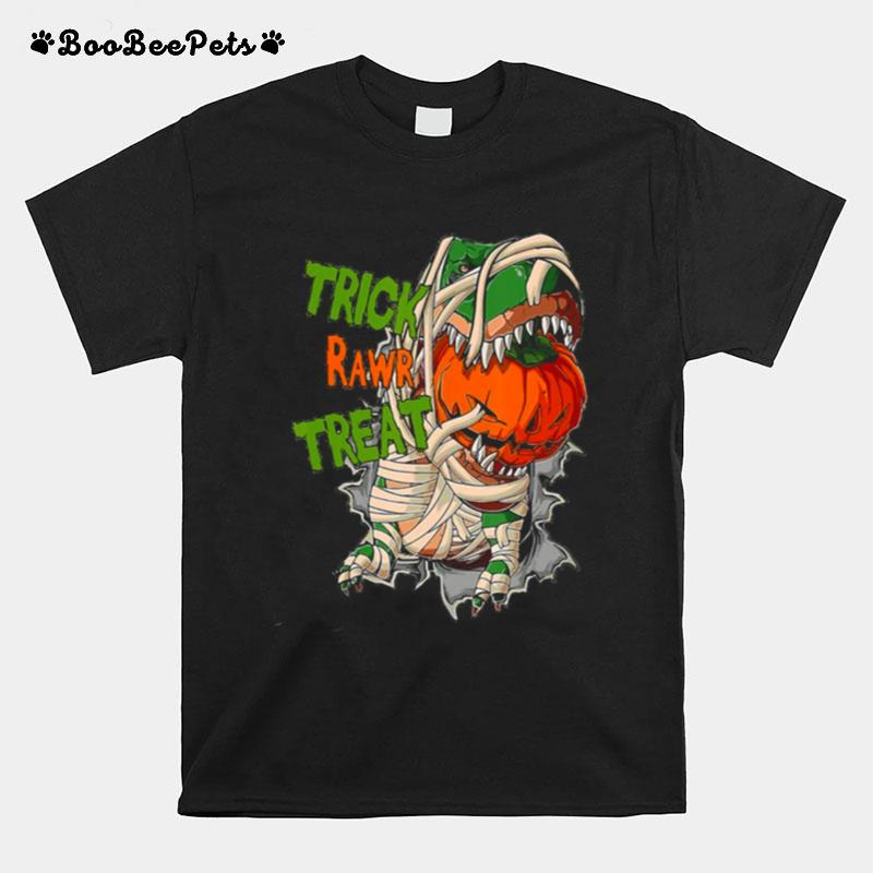 Jack O Lantern Dinosaur Mummy T Rex Halloween T-Shirt