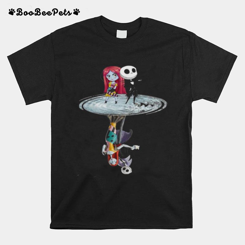 Jack Skellington And Sally Water Mirror Reflection T-Shirt