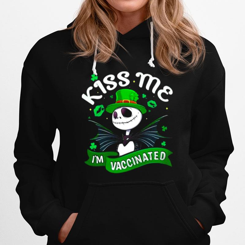 Jack Skellington Kiss Me Im Vaccinated St. Patricks Day Hoodie