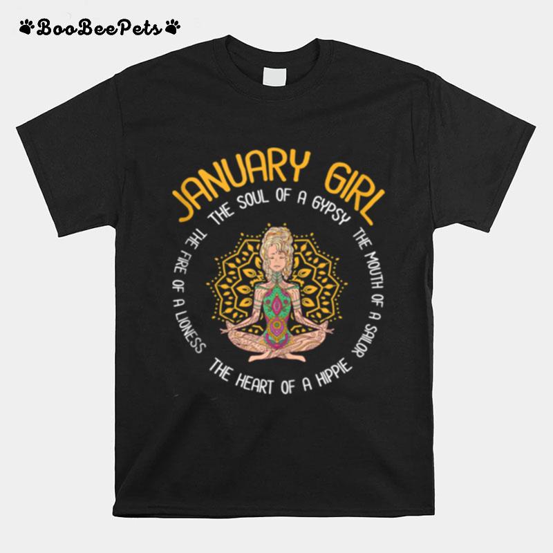 January Girl Inspired Meditating Hippie Related January Bday T-Shirt