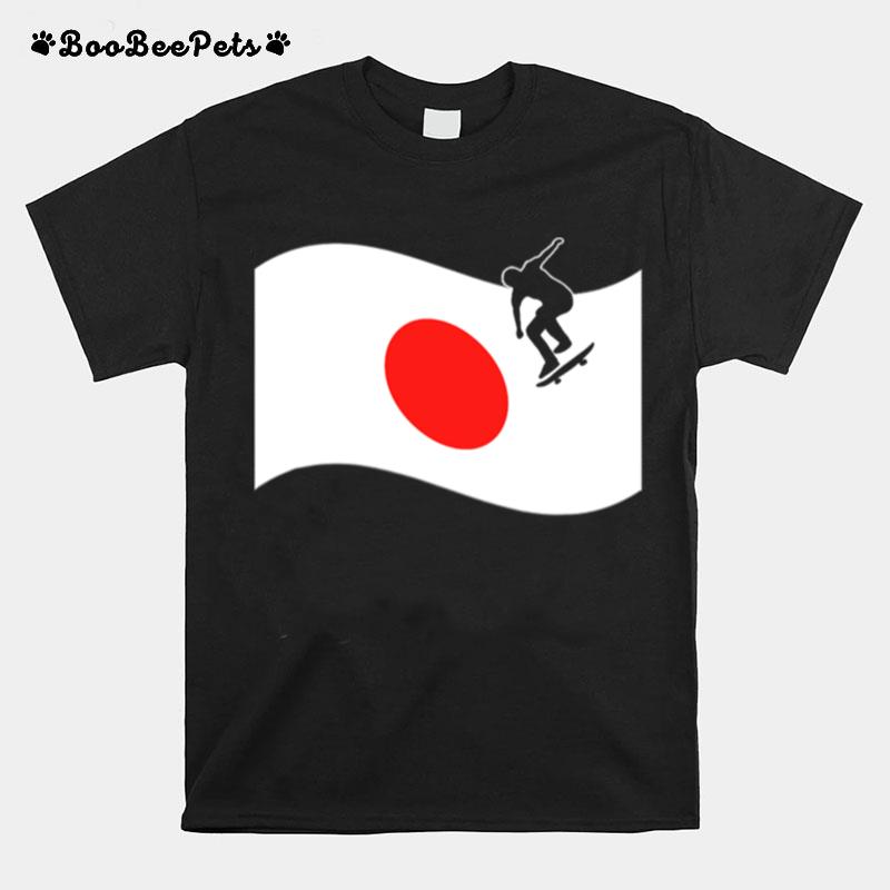 Japan Flag Skateboard Japanese Skateboarding Sport T-Shirt