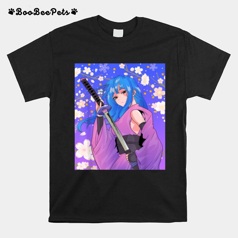 Japanese Anime Girl Samurai Waifu Warrior T-Shirt