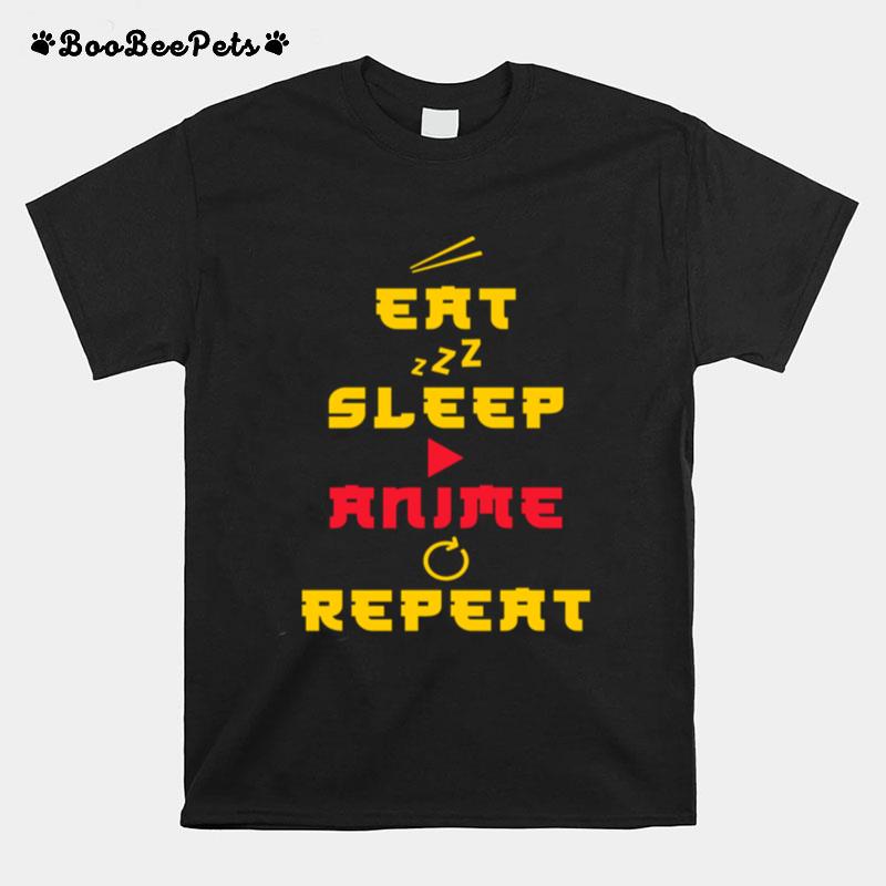 Japanese Eat Sleep Anime Repeat Manga Kawaii Otaku Kanji T-Shirt