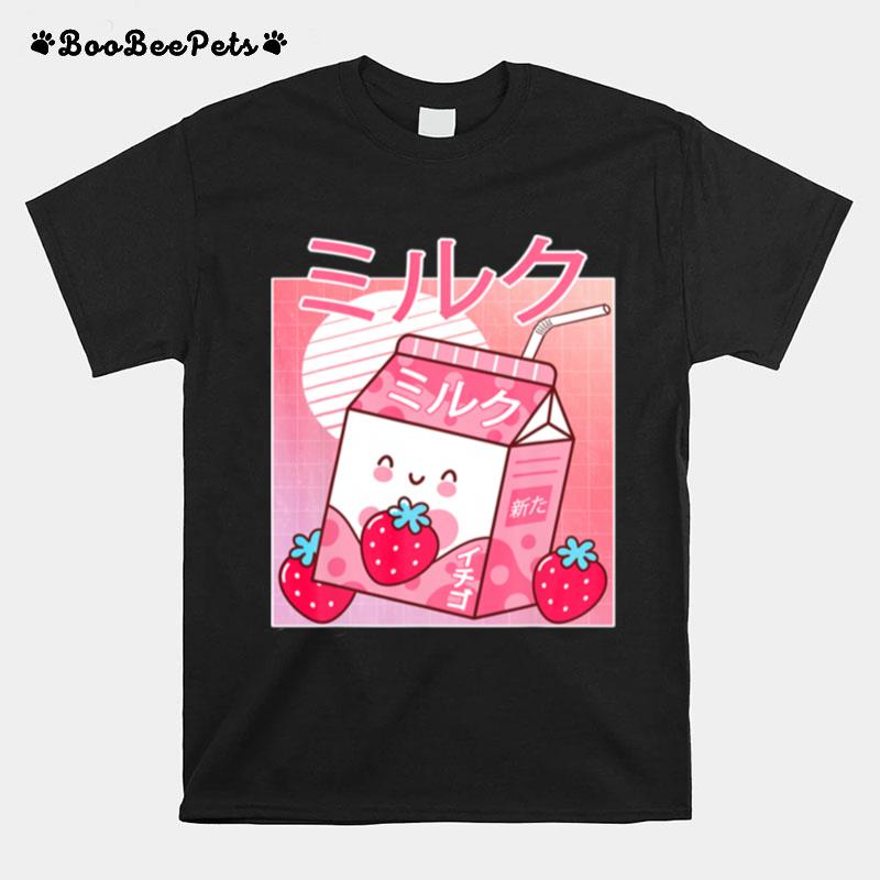 Japanese Kawaii Strawberry Milk Shake Carton Retro T-Shirt