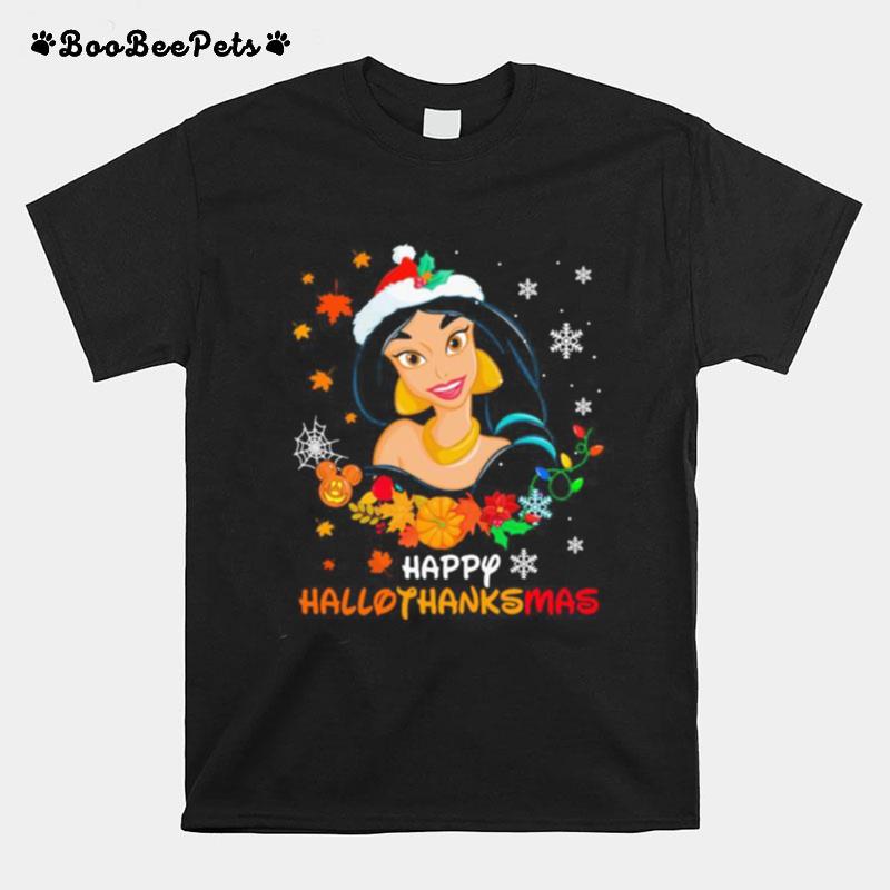 Jasmine Happy Hallothanksmas Halloween Thanksgiving Christmas T-Shirt