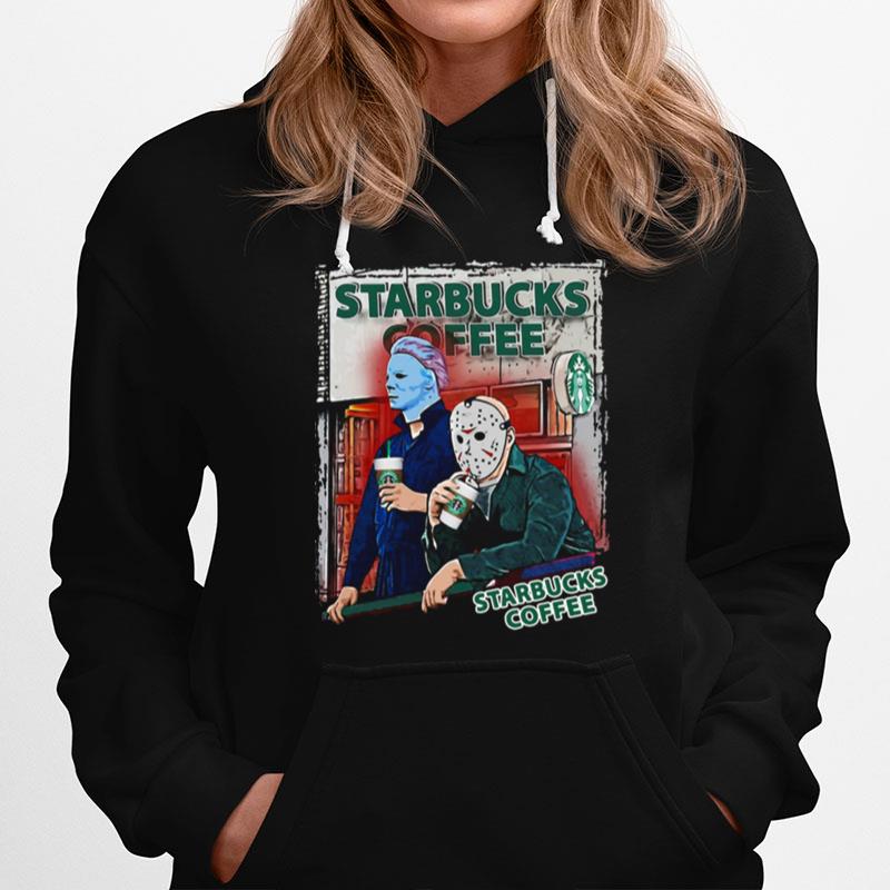 Jason Voorhees And Michael Myers Drink Starbucks Coffee Hoodie