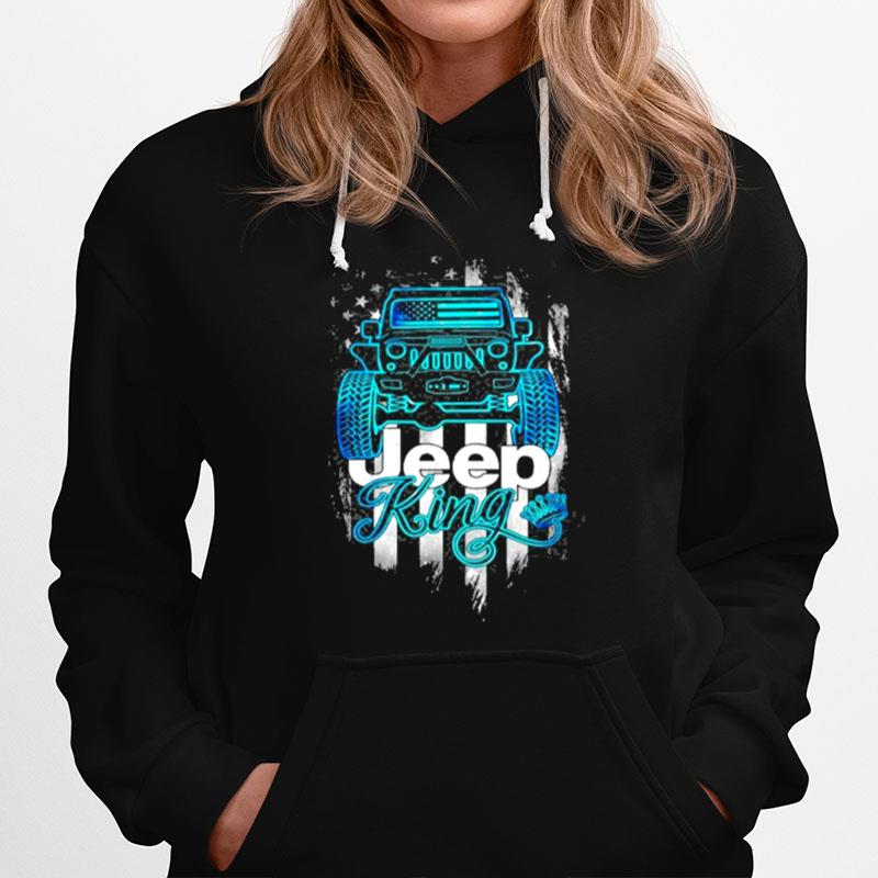 Jeep King Jeep Lover American Flag Crown Vintage Retro Hoodie