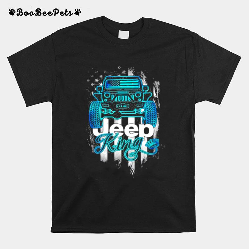 Jeep King Jeep Lover American Flag Crown Vintage Retro T-Shirt