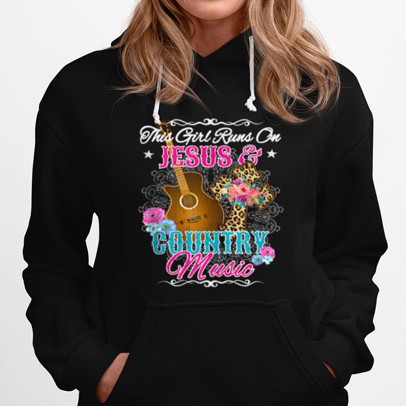 Jesus And Country Music Girls Guitar Cross Hoodie