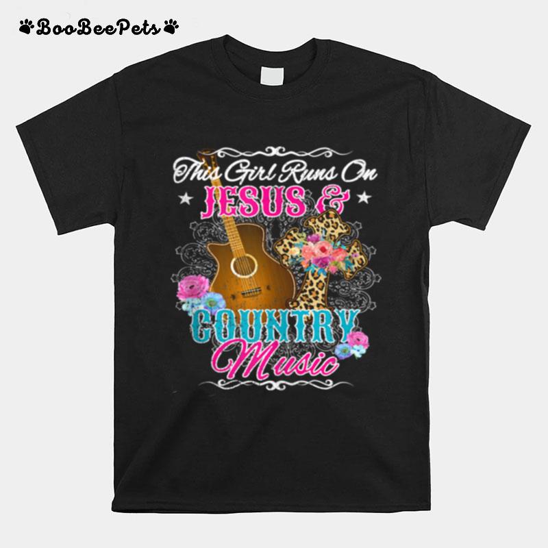 Jesus And Country Music Girls Guitar Cross T-Shirt