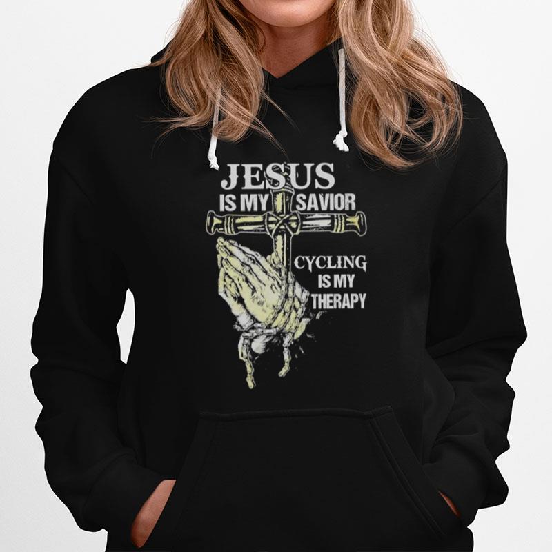 Jesus Is My Savior Cycling Is My Therapy Hoodie