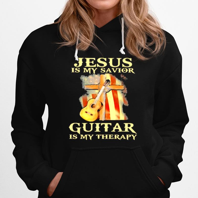 Jesus Is My Savior Guitar Is My Therapy American Flag Hoodie