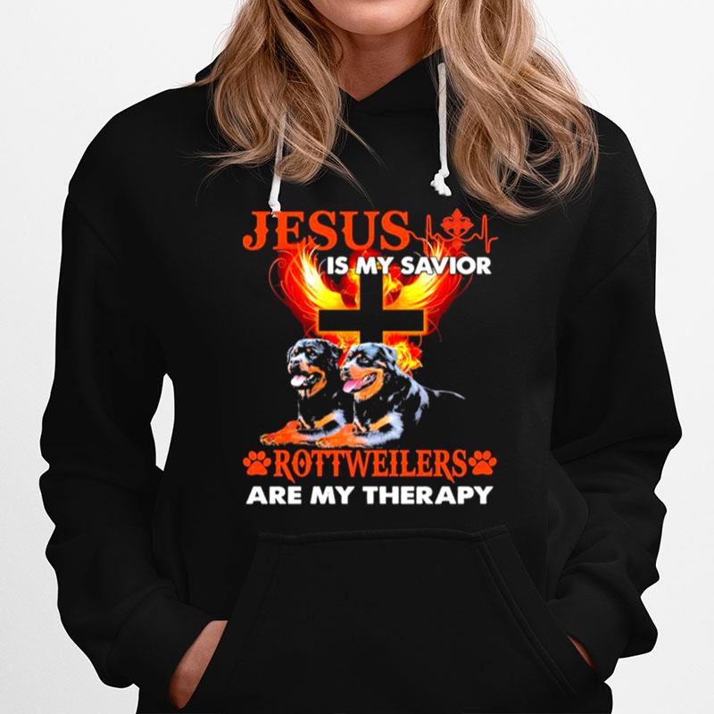 Jesus Is My Savior Rottweilers Are My Therapy Hoodie