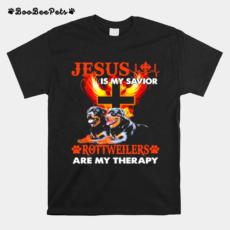 Jesus Is My Savior Rottweilers Are My Therapy T-Shirt