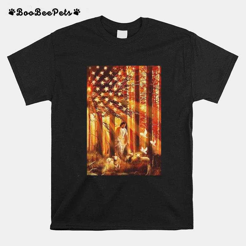 Jesus Walking With The Lambs 2 T-Shirt