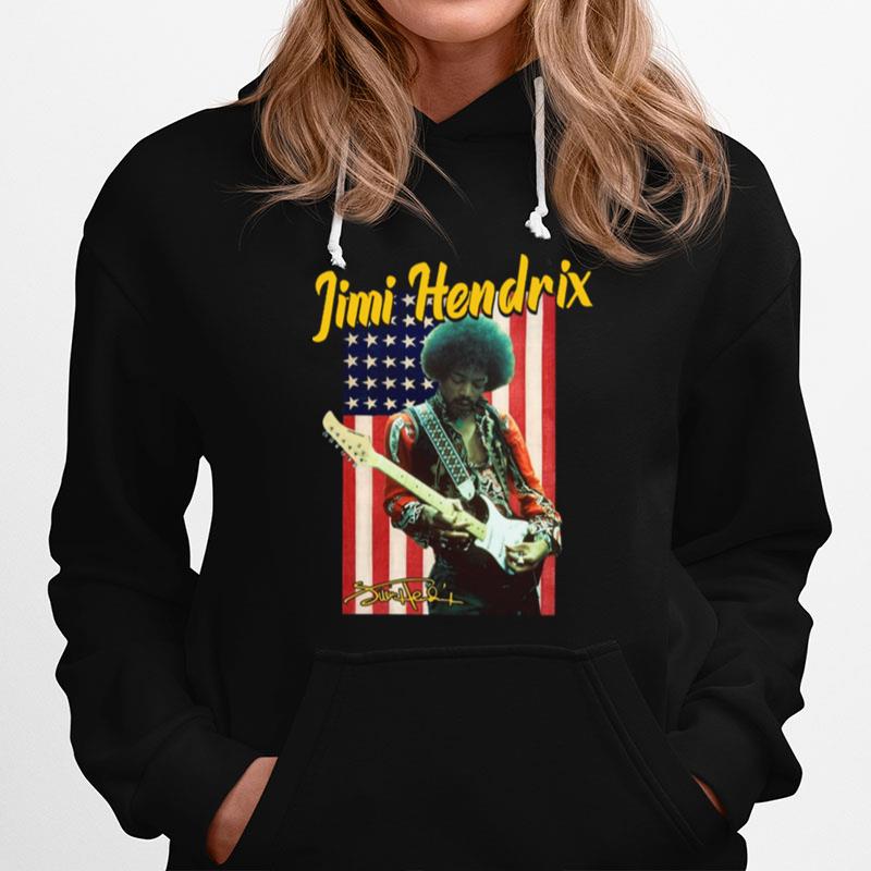 Jimi Hendrix American Flag Signature Hoodie