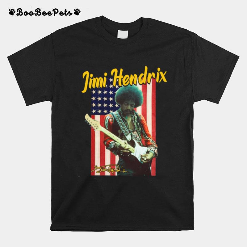 Jimi Hendrix American Flag Signature T-Shirt
