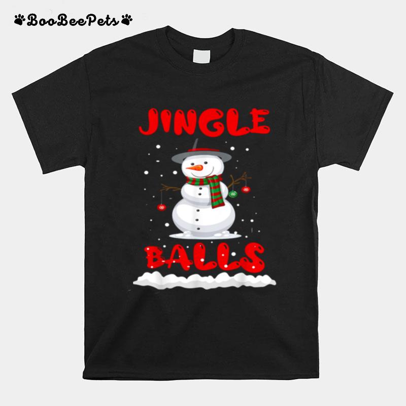 Jingle Balls Tinsel Tits Couple Christmas Snowman T-Shirt