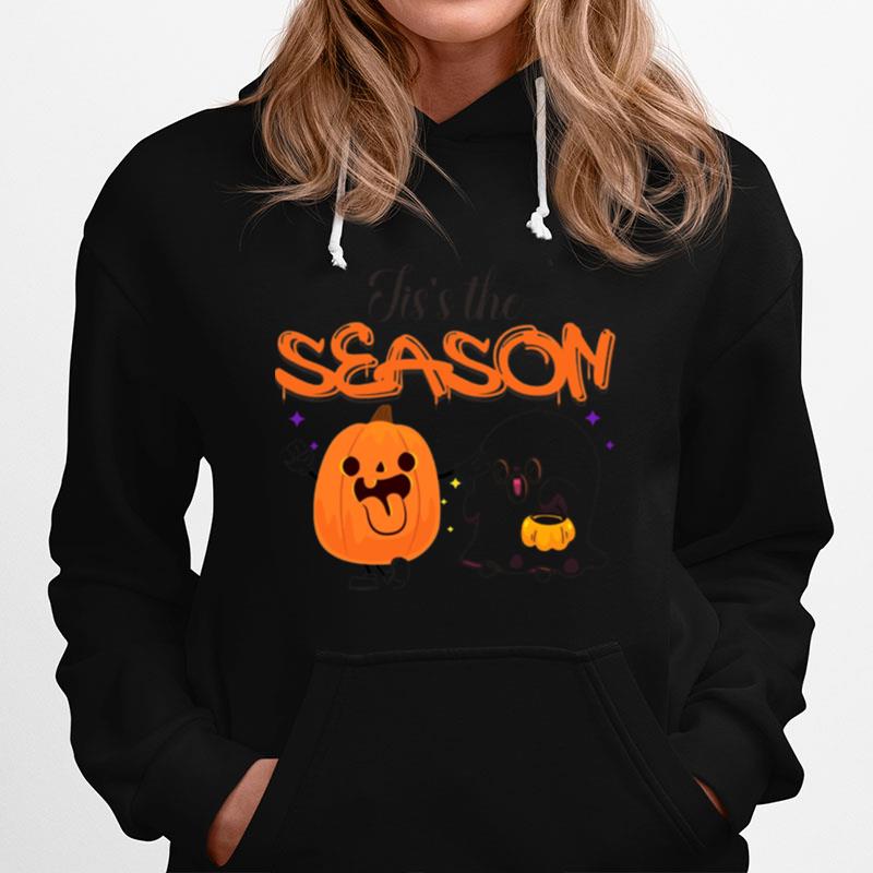 Jiss The Season Cute Pumpkin And Ghost Spooky Season Halloween Graphic Hoodie