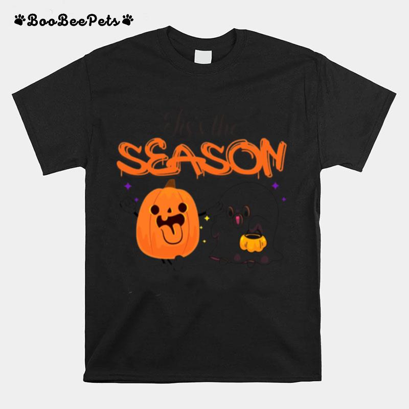 Jiss The Season Cute Pumpkin And Ghost Spooky Season Halloween Graphic T-Shirt