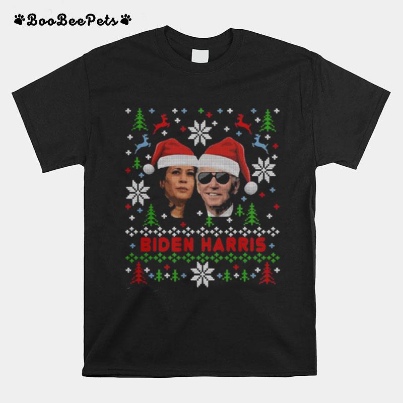 Joe Biden And Kamala Harris Wear Hat Santa Claus Merry Xmas T-Shirt