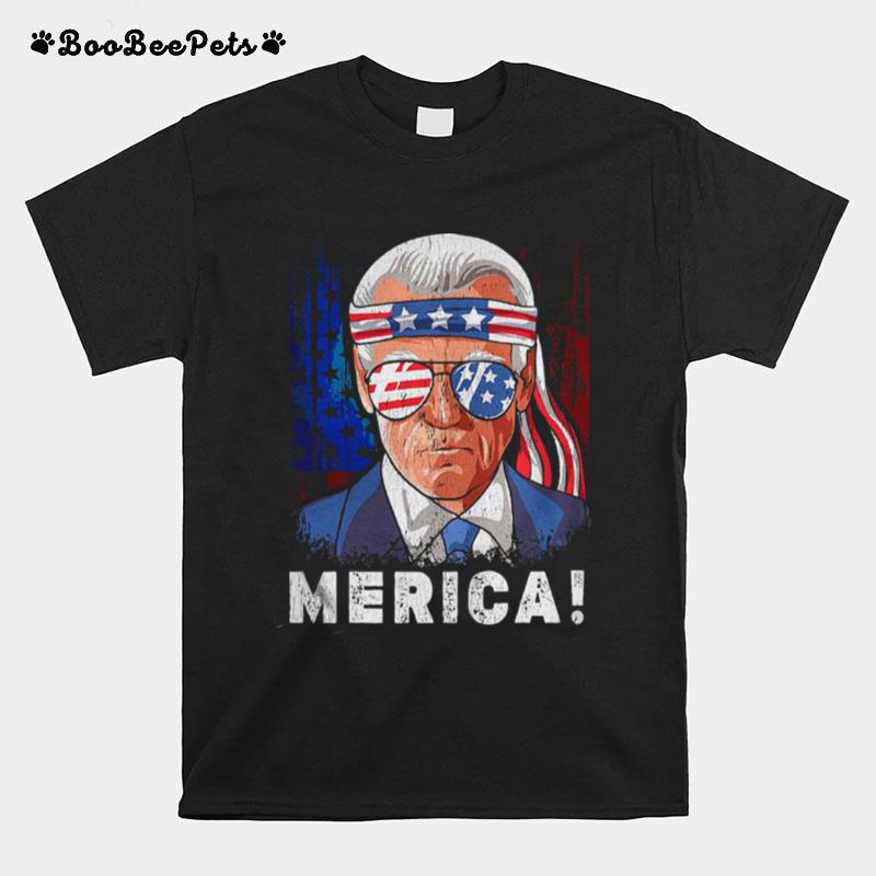 Joe Biden Merica Sunglasses Ribbon American Flag T-Shirt