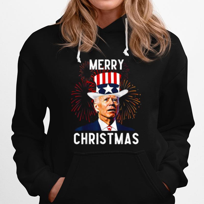 Joe Biden Merry Christmas For Fourth Of July Hoodie