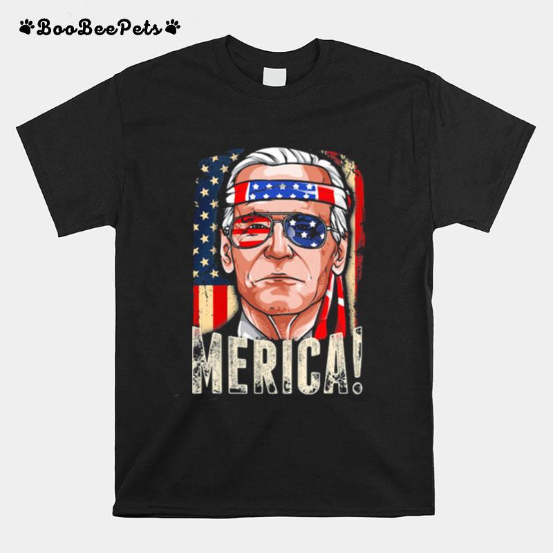 Joe Biden President Merica Wear Sunglasses And Ribbon American Flag Election T-Shirt