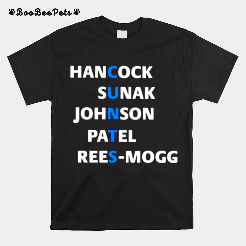 John Lyons Hancock Sunak Johnson Patel Rees Mogg T-Shirt