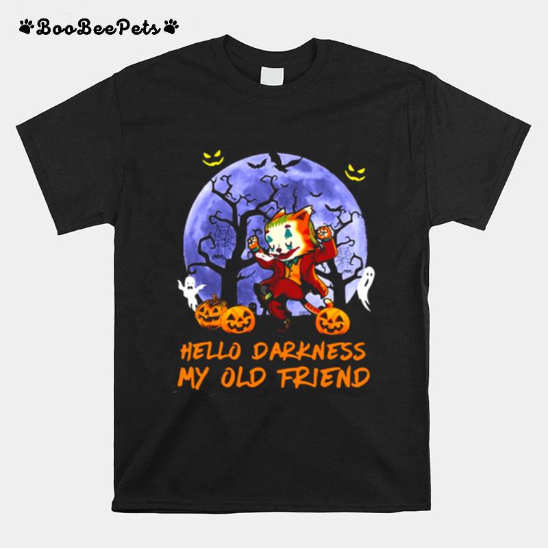 Joker Cat Hello Darkness My Old Friend Halloween T-Shirt